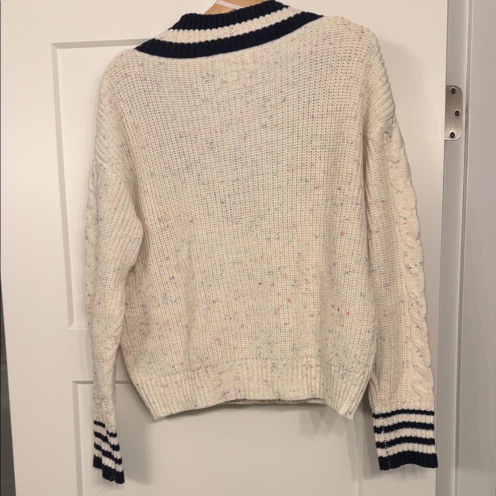 APRICOT V-Neck Sweater - Cream and Navy - Picture 3 of 4